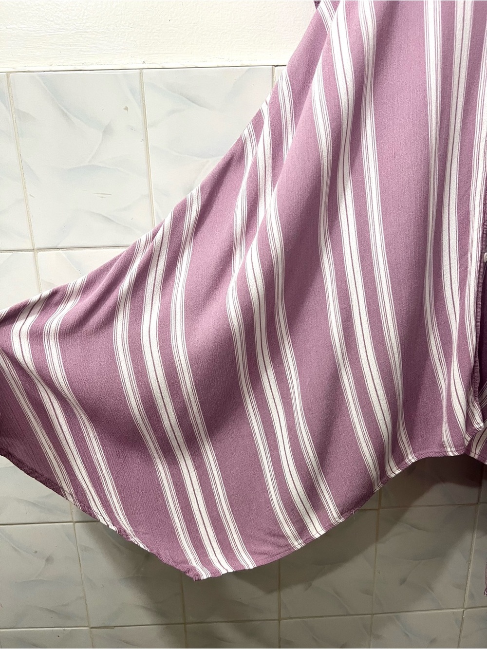 Angie Cold Shoulder Handkerchief Stripe Midi Dress M Cottage Festival Boho Beach - Picture 5 of 11